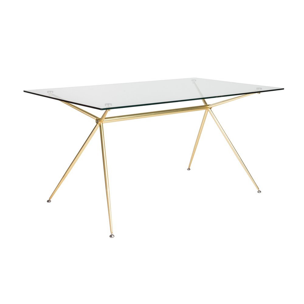 60" Clear And Gold Glass And Steel Dining Table HomeRoots