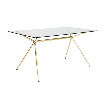 60" Clear And Gold Glass And Steel Dining Table HomeRoots