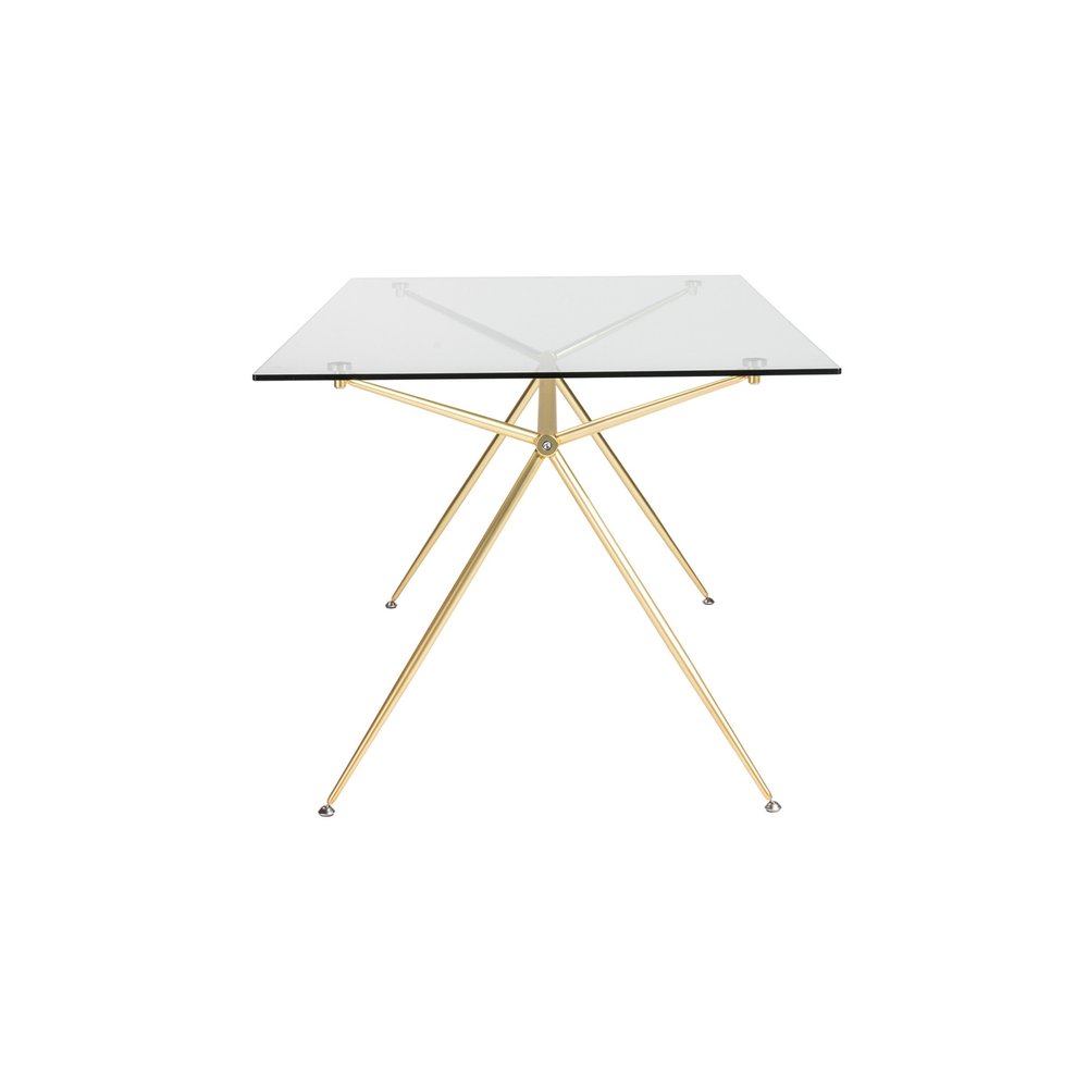 60" Clear And Gold Glass And Steel Dining Table HomeRoots