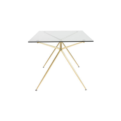 60" Clear And Gold Glass And Steel Dining Table HomeRoots