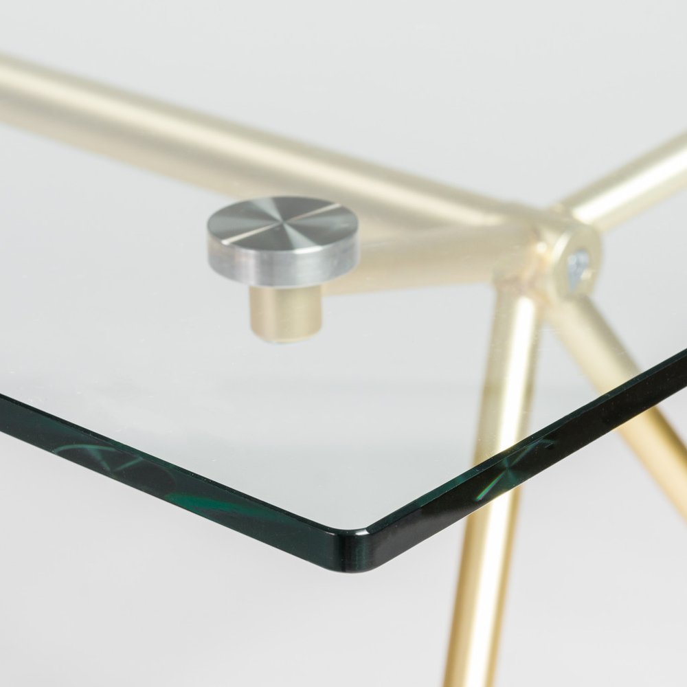 60" Clear And Gold Glass And Steel Dining Table HomeRoots