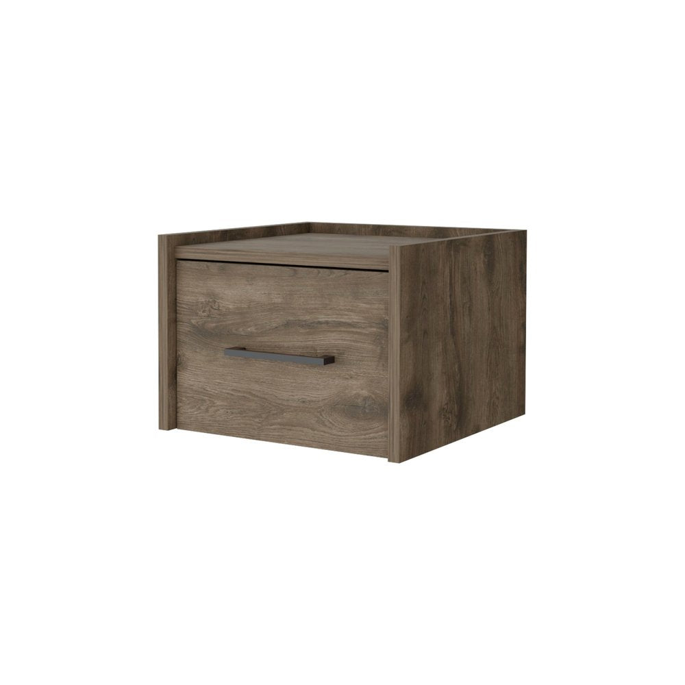 10" Brown Wood One Drawer Floating Nightstand — view 1