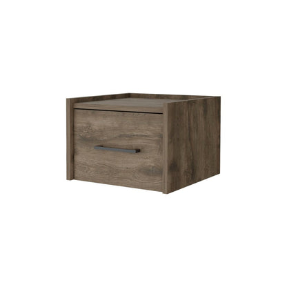 10" Brown Wood One Drawer Floating Nightstand