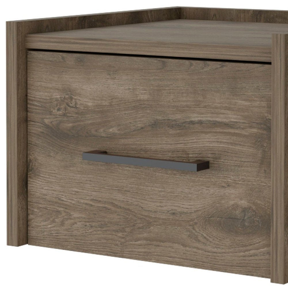 10" Brown Wood One Drawer Floating Nightstand — view 5