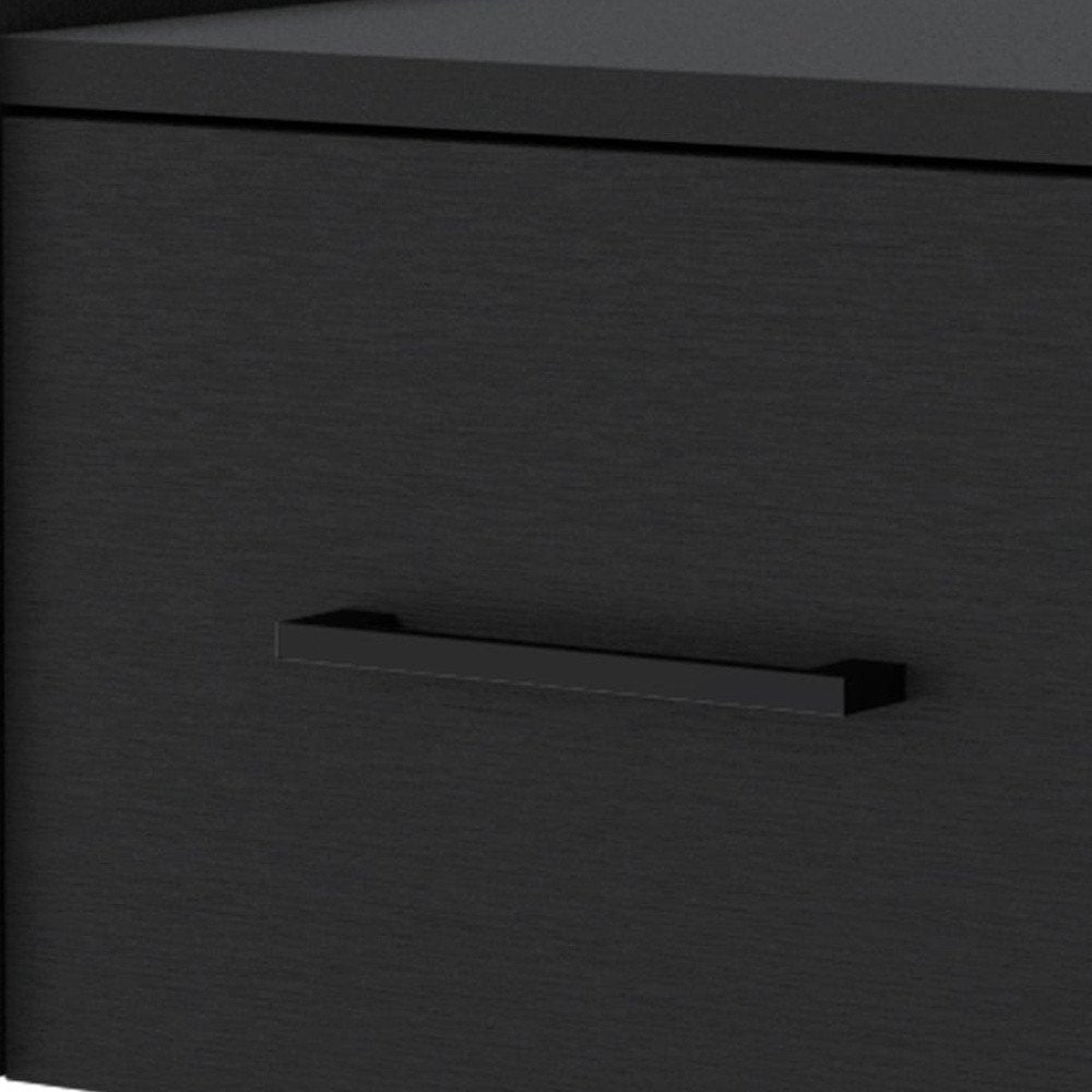 10" Black Wood One Drawer Floating Nightstand — view 5