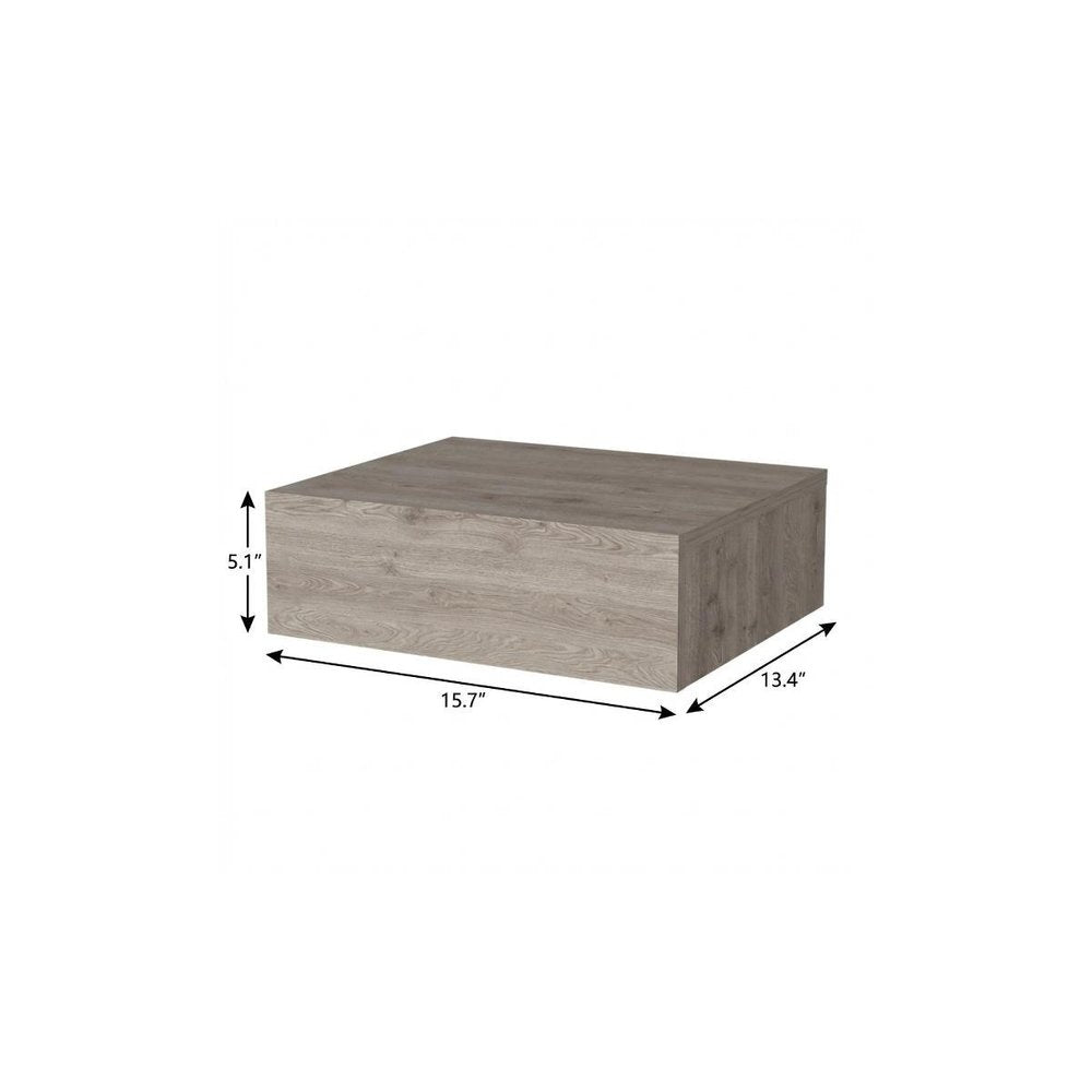 16" Gray Wood One Drawer Floating Nightstand