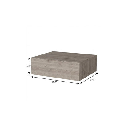 16" Gray Wood One Drawer Floating Nightstand