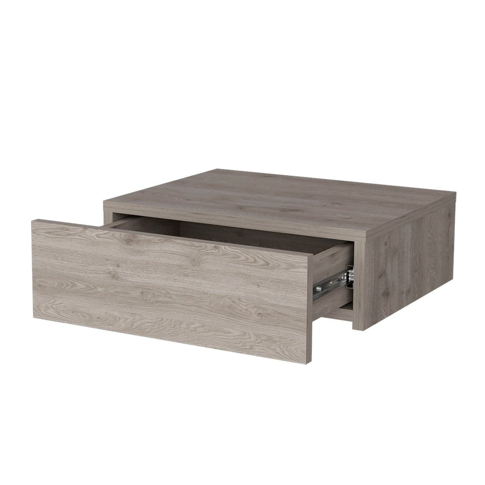 16" Gray Wood One Drawer Floating Nightstand HomeRoots