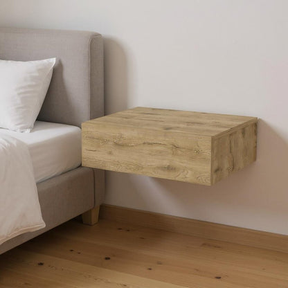 16" Beige Wood One Drawer Floating Nightstand HomeRoots