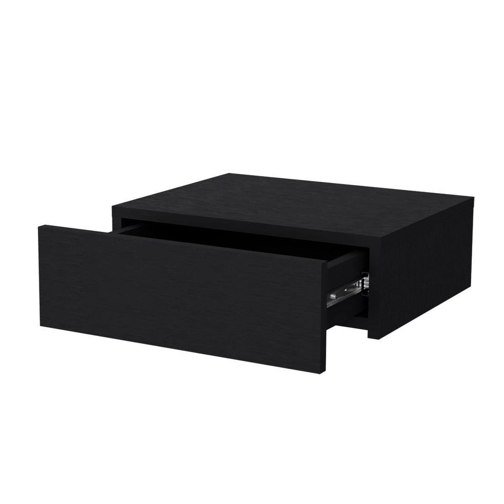 16" Black Wood One Drawer Floating Nightstand HomeRoots