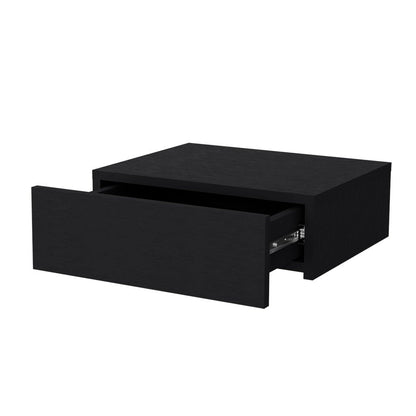 16" Black Wood One Drawer Floating Nightstand HomeRoots