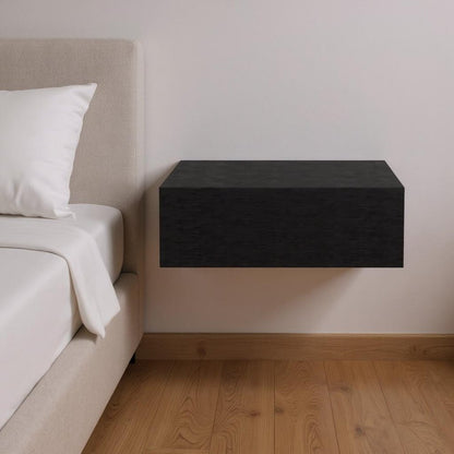 16" Black Wood One Drawer Floating Nightstand HomeRoots