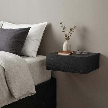 16" Black Wood One Drawer Floating Nightstand HomeRoots