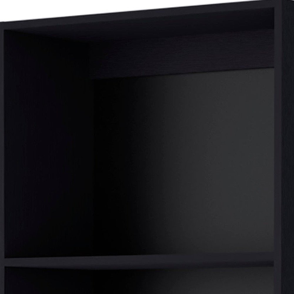 71" Black Wood Four Tier Bookcase HomeRoots