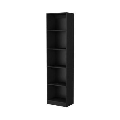 70" Black Wood Five Tier Bookcase HomeRoots
