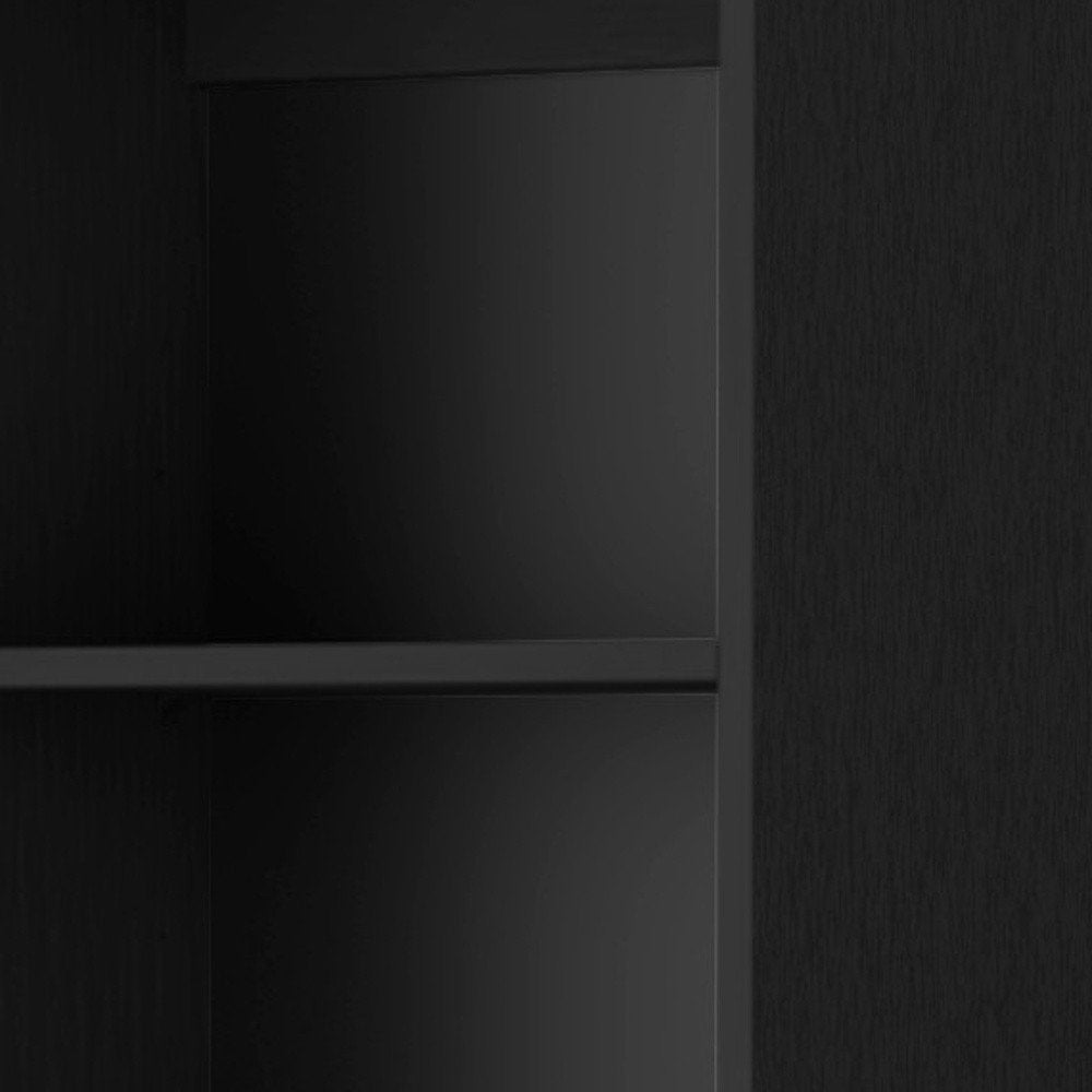 70" Black Wood Five Tier Bookcase HomeRoots