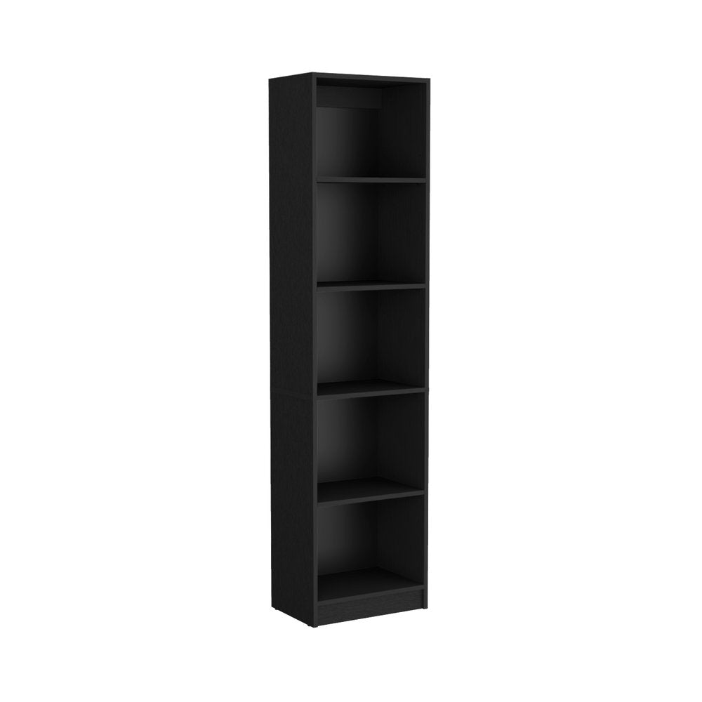 70" Black Wood Five Tier Bookcase — view 5