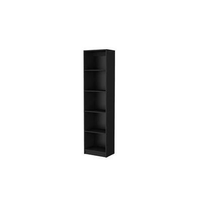 70" Black Wood Five Tier Bookcase HomeRoots