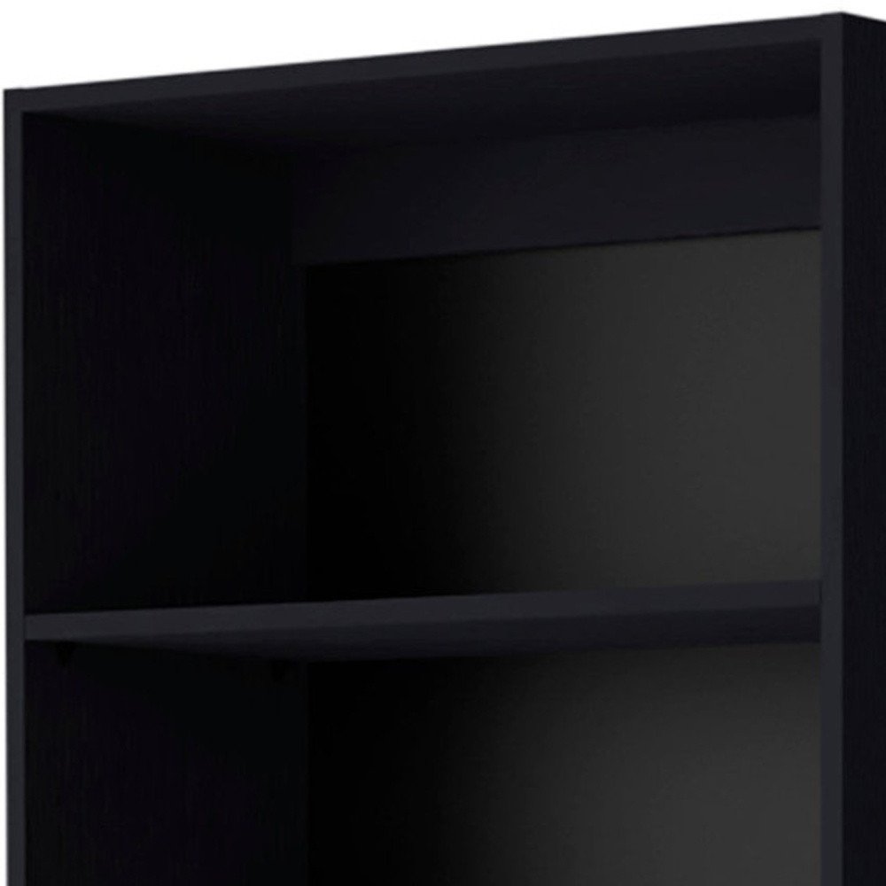 71" Black Five Tier Bookcase with Two doors HomeRoots