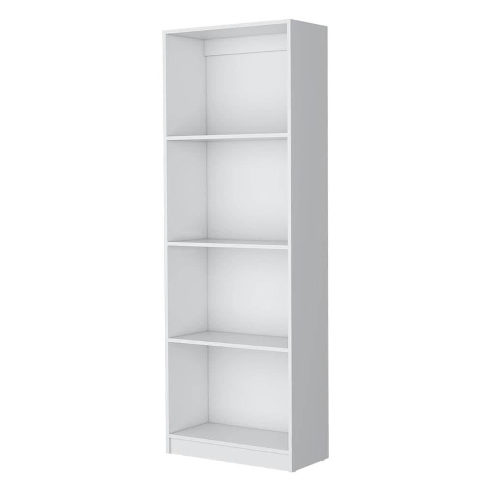 71" White Wood Four Tier Bookcase HomeRoots