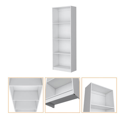 71" White Wood Four Tier Bookcase HomeRoots