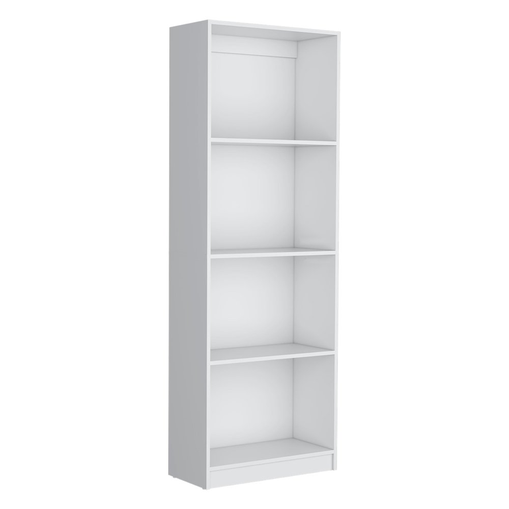 71" White Wood Four Tier Bookcase — view 4