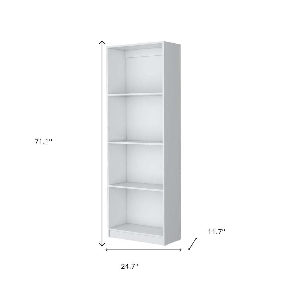 71" White Wood Four Tier Bookcase — view 5