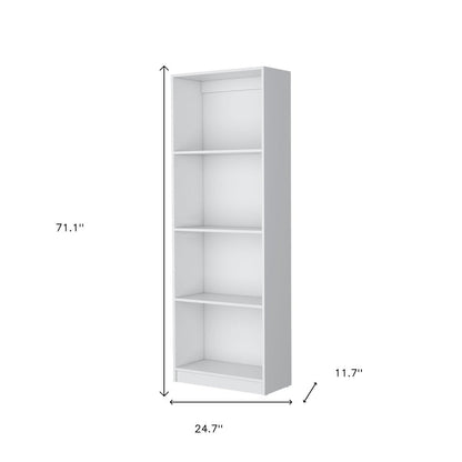 71" White Wood Four Tier Bookcase HomeRoots