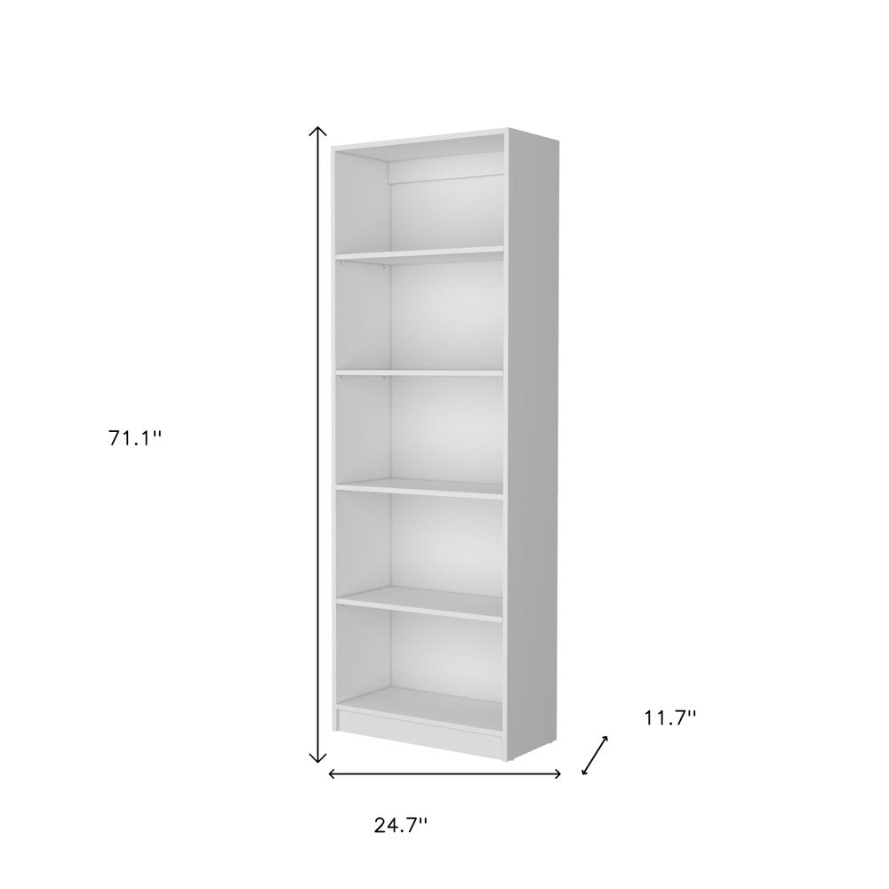 71" White Wood Five Tier Bookcase — view 5