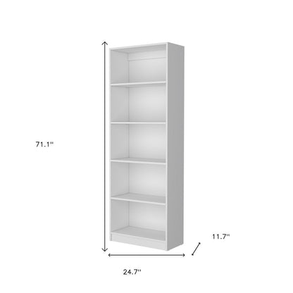 71" White Wood Five Tier Bookcase HomeRoots