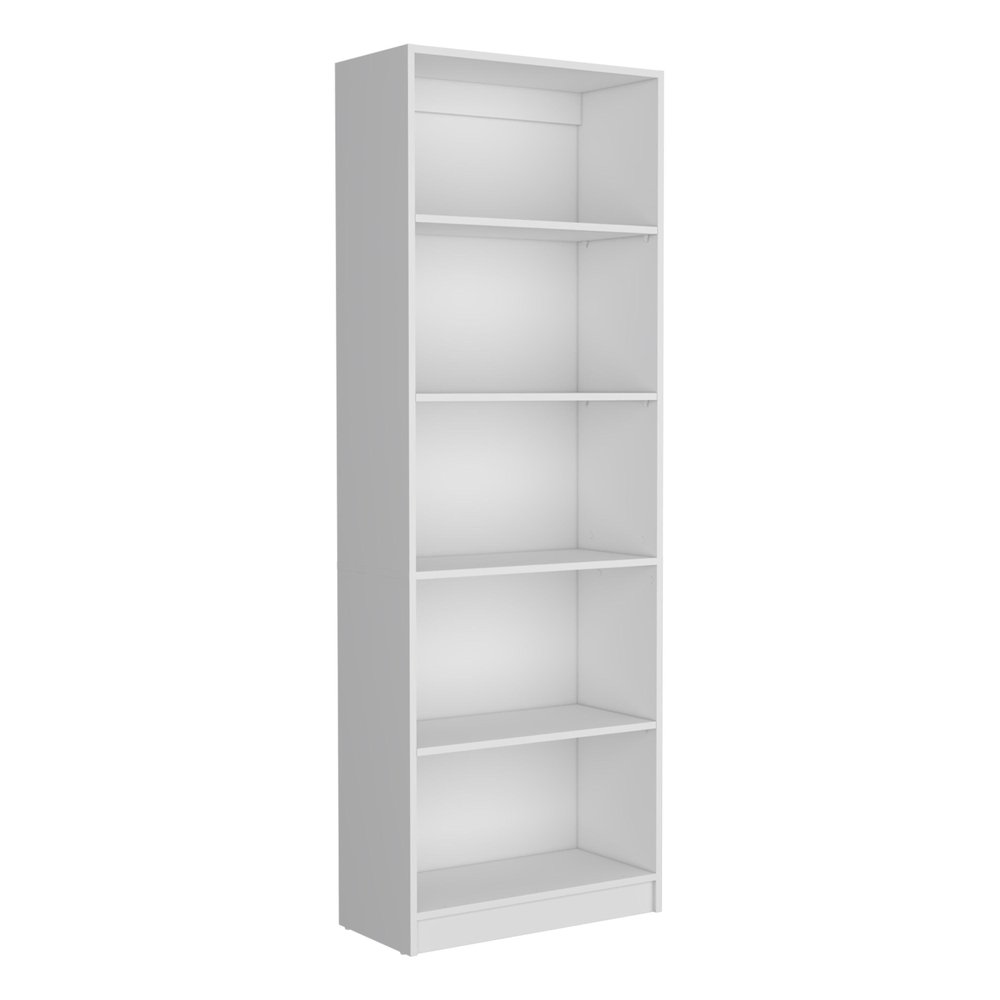 71" White Wood Five Tier Bookcase — view 7