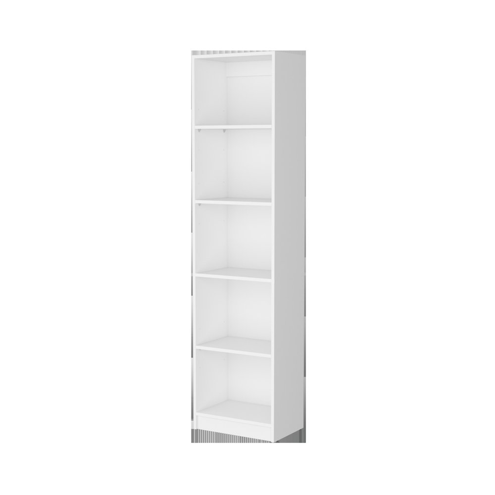 71" White Wood Five Tier Bookcase — view 1