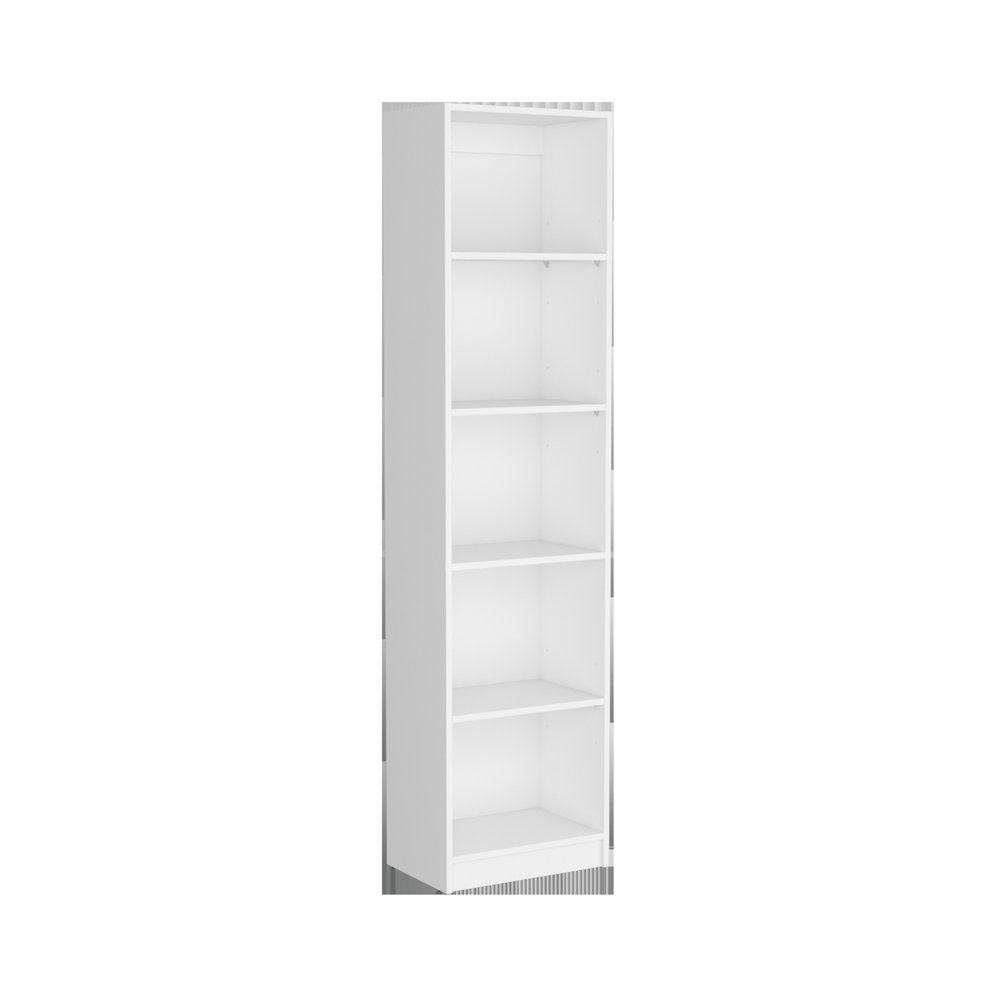 71" White Wood Five Tier Bookcase — view 4