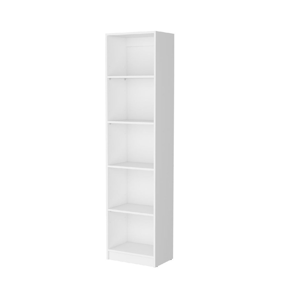 71" White Wood Five Tier Bookcase — view 5