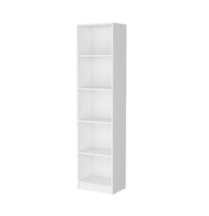 71" White Wood Five Tier Bookcase HomeRoots