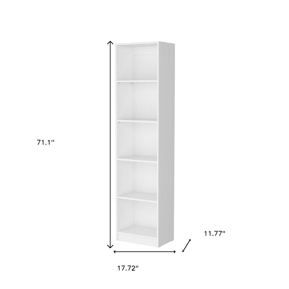 71" White Wood Five Tier Bookcase — view 6