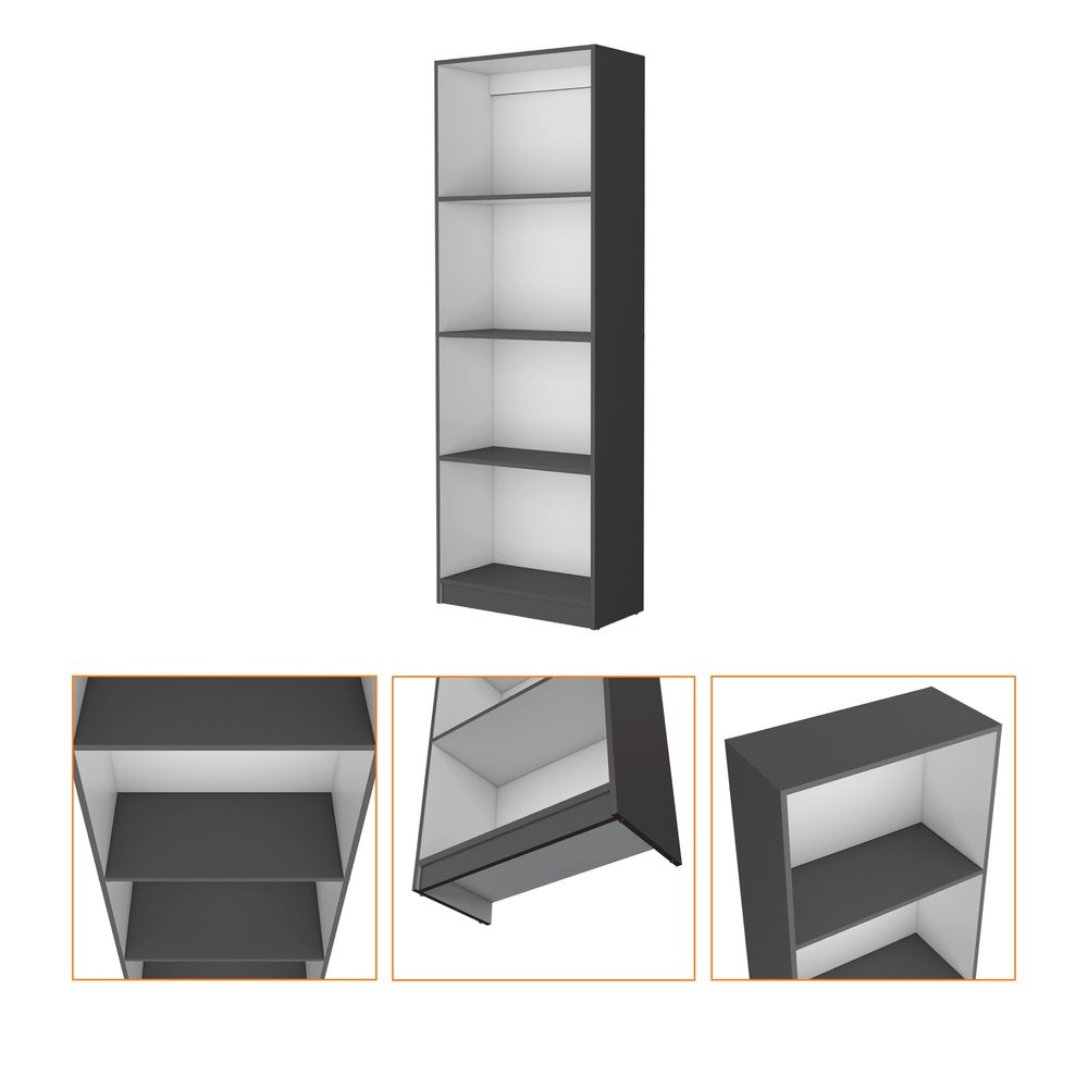 71" Gray And White Wood Four Tier Bookcase — view 2