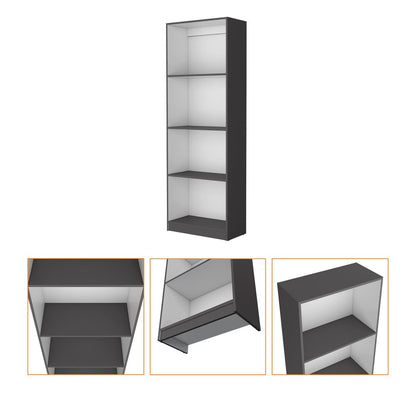 71" Gray And White Wood Four Tier Bookcase HomeRoots