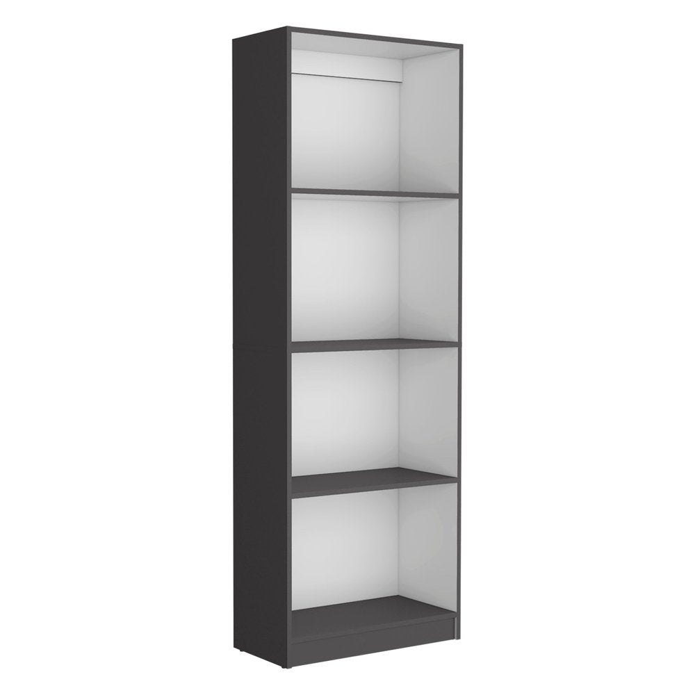 71" Gray And White Wood Four Tier Bookcase — view 4