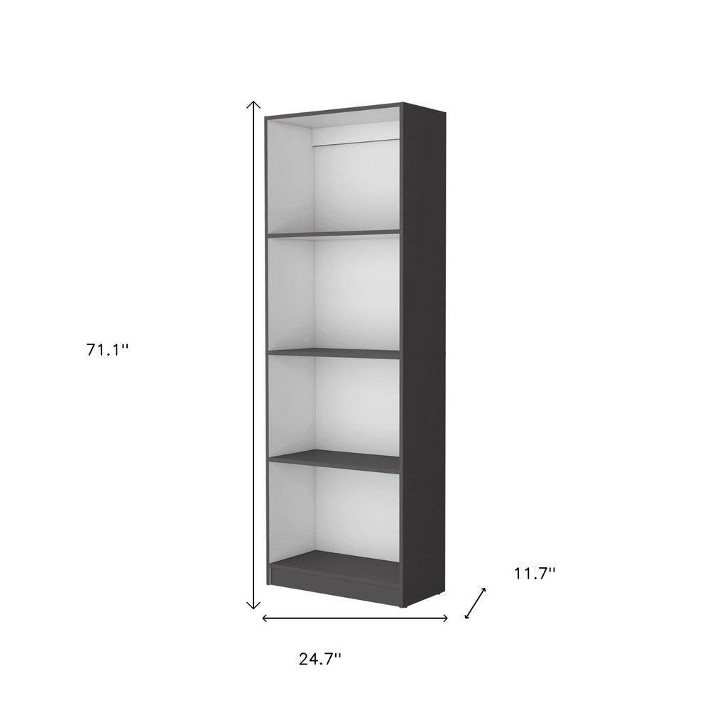 71" Gray And White Wood Four Tier Bookcase HomeRoots