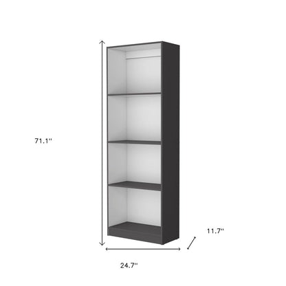 71" Gray And White Wood Four Tier Bookcase HomeRoots