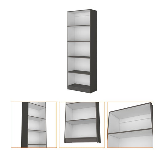 71" Gray And White Wood Five Tier Bookcase