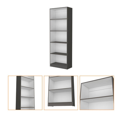 71" Gray And White Wood Five Tier Bookcase HomeRoots