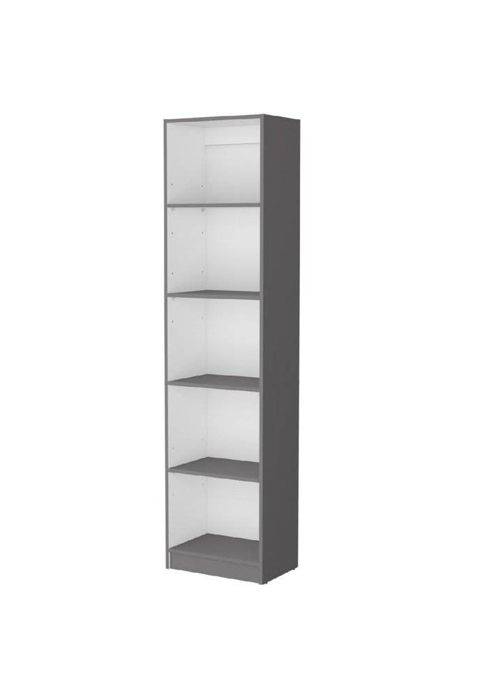 71" Gray And White Wood Five Tier Bookcase — view 3