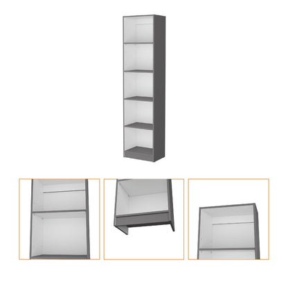 71" Gray And White Wood Five Tier Bookcase HomeRoots