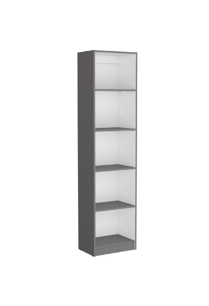 71" Gray And White Wood Five Tier Bookcase — view 7