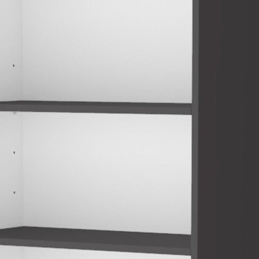 71" Gray And White Wood Three Tier Bookcase with Two Doors