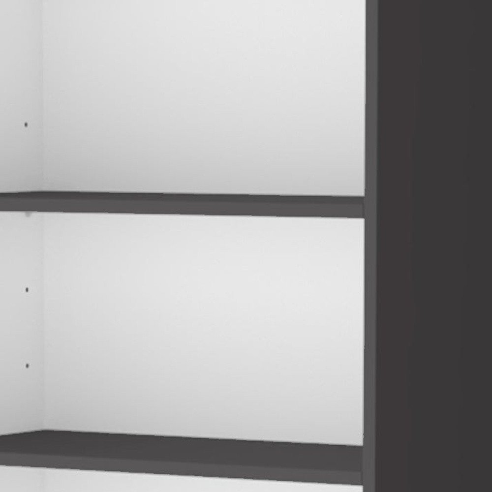 71" Gray And White Wood Three Tier Bookcase with Two Doors — view 2