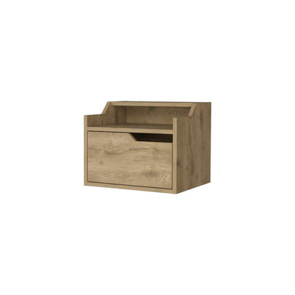 13" Beige Wood One Drawer Floating Nightstand