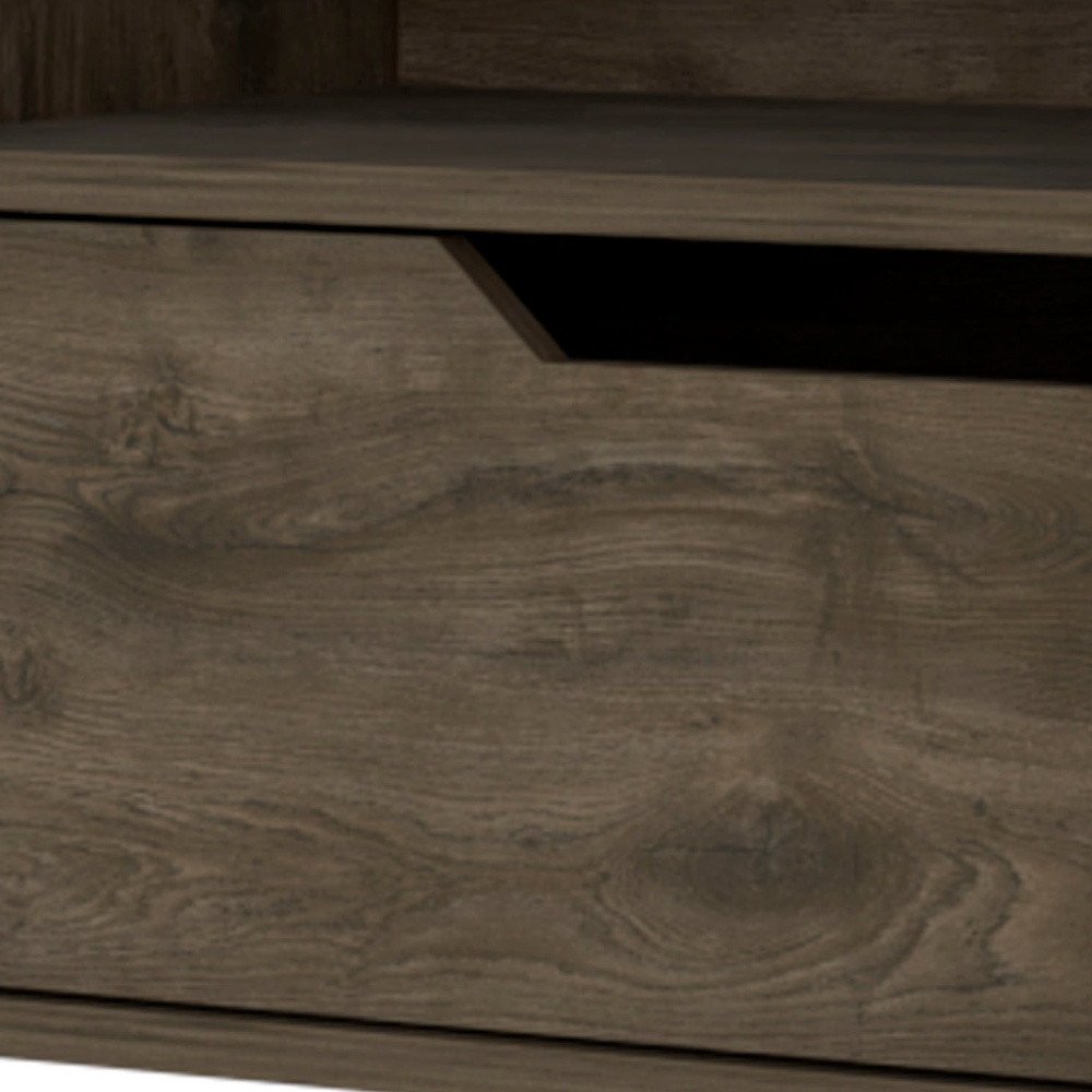 13" Brown Wood One Drawer Floating Nightstand — view 5